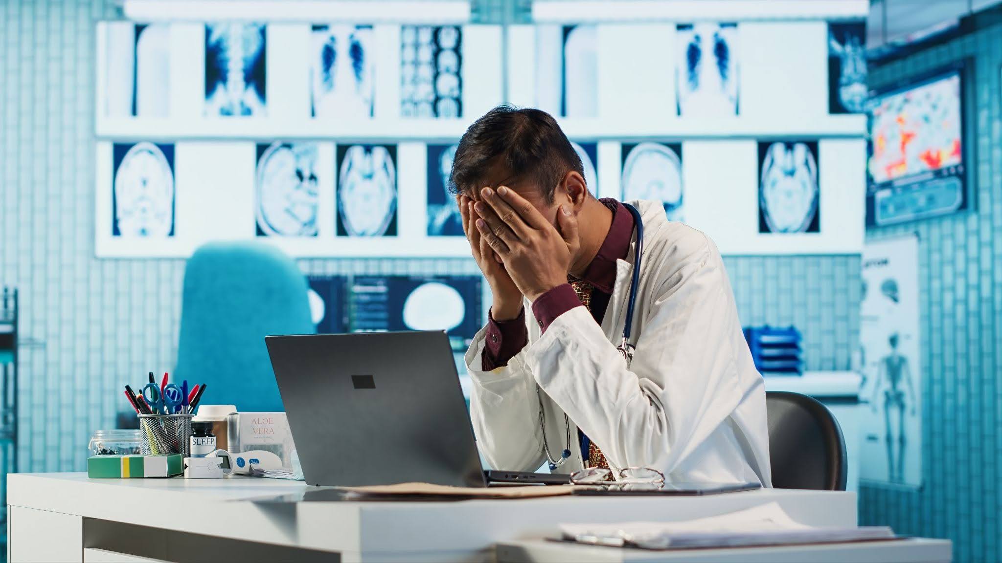 Worried doctor in a hospital